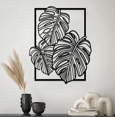 Панно STEEL CHARACTER Монстера 53x43 см черный 