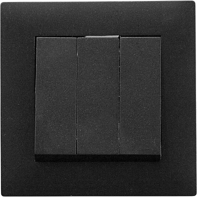 Выключатель трехклавишный Makel Rizz без подсветки черный матовый 88054091