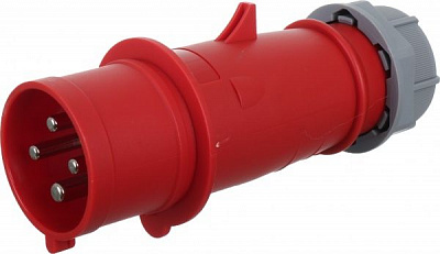 Вилка электрическая силовая с заземлением Expert 3p+PE (024) 380В 32А IP44 серый