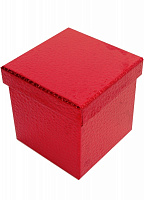 Коробка подарункова квадратна кожа червона 20.5х20.5cм 4110
