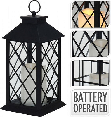 Фонарь со светодиодной подсветкой черный 14х14х29 см