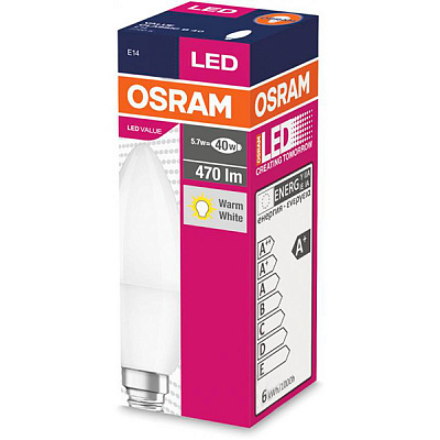 Лампа світлодіодна Osram 5,7 Вт C37 матова E14 220 В 3000 К 4052899326453