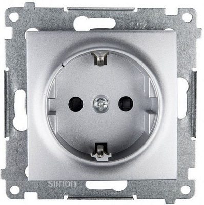 Розетка с заземлением Simon Premium без шторок серебряный DGSZ1Z.01/43