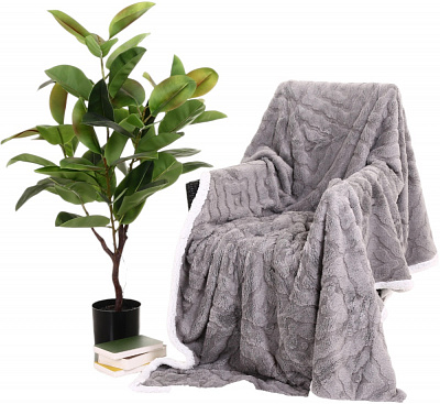 Плед Double Jacquard Sherpa 160x200 см серый La Nuit