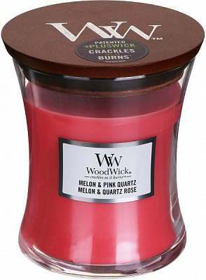 Свеча ароматическая Woodwick Medium Melon & Pink Quartz 275 г 