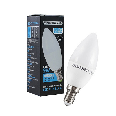 Лампа светодиодная Светкомплект 9 Вт C37 матовая E14 220 В 4500 К 