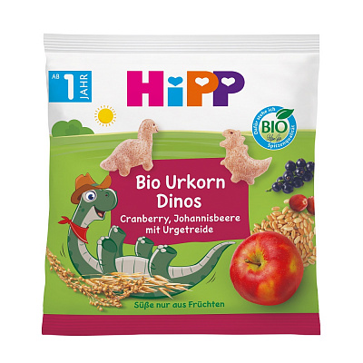 Снеки Hipp органічні з журавлиною та чорною смородиною «ДИНОЗАВРИ»