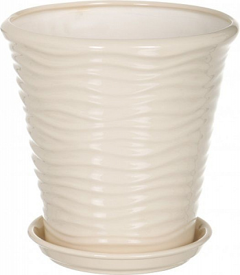 Горщик керамічний Оріана-Запоріжкераміка Нова Хвиля глянець круглий 5,5л світло-бежевий