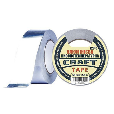 Клейка стрічка алюмінієва високотемпературна Craft Tape 120°С 30 мкм 50 мм 50 м 30 мкн