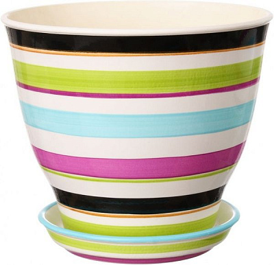 Горшок керамический Ориана-Запорожкерамика Виктор полоса цветной круглый 4л разноцветный (107-0-136) 