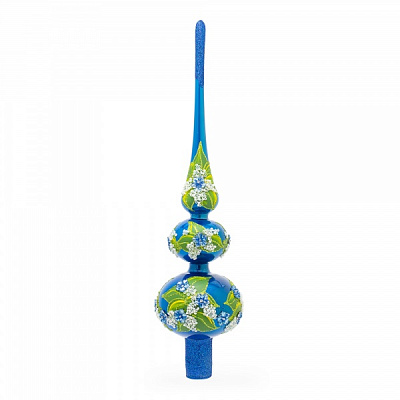 Верхівка скляна двокульова Новорічна В-354 глянцева синій