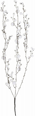 Декорация ветка ниспадающая с белыми ягодами и серебряными бусинами 85 см 23S3905