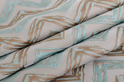Ткань портьерная жаккард JL 19173-104/280 Pjak бирюзовая волна 