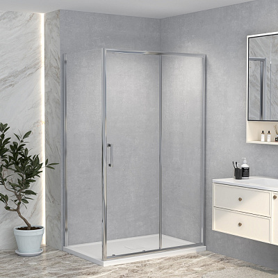 Душевое ограждение EGO PURE 120х90х190 см L/R,скло проз 5мм, проф хром алюм