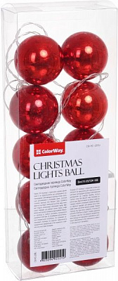 Гирлянда ColorWay Christmas lights ball 6 см CW-MC-LB10U светодиодная (LED) 10 ламп 1,5 м