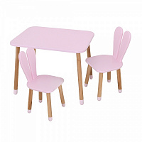 Комплект меблів дитячий ArinWOOD Зайчик рожевий (столик 500x680 + два стільчики) 04-027R+1 
