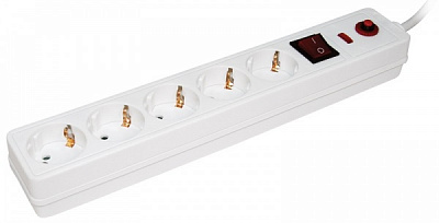 Сетевой фильтр IEK с заземлением 5 гн. белый 3 м WFP10-16-05-03-N 