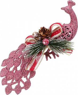 Декоративна підвіска Павлін з декором 20 см HFF2028P рожевий