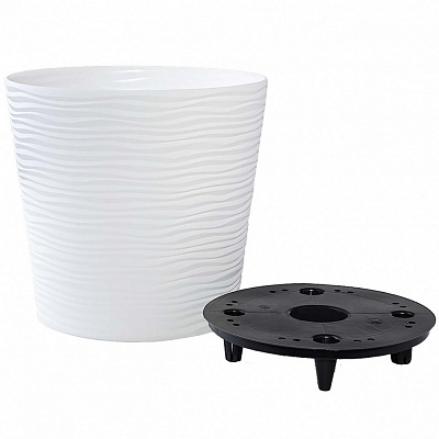 Вазон пластик Фьюжн круглый белый 22 л Алеана (127074)