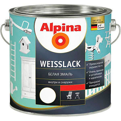 Эмаль Alpina Aqua Weisslack шелковисто-матовая 0.3 л