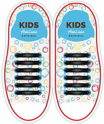 Шнурки силиконовые AntiLaces Kids 38 мм 12 шт. черный
