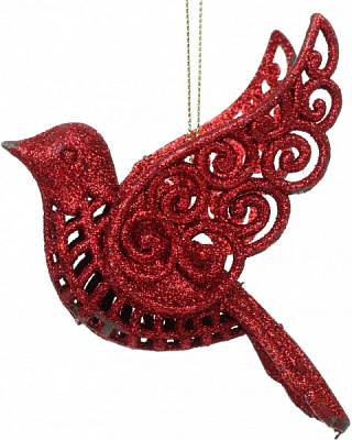 Елочная игрушка Птичка красная 9x11 см E09043R 