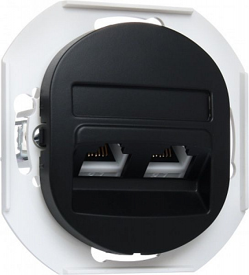 Розетка комп’ютерна подвійна Aling-Conel Eon чорний E614.E1