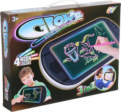 Доска для рисования с подсветкой Shantou в черном корпусе Динозавры (YM165)