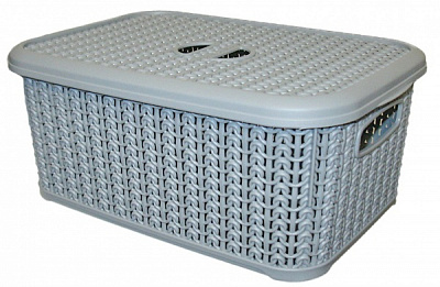 Корзина Ucsan Plastik KNIT прямоугольная с крышкой 7,13 л серый 