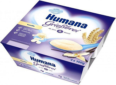 Пудинг Humana Griessbrei манный с ванилью 4x100 г (4031244273529) 