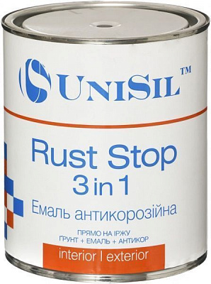 Ґрунт-емаль UniSil антикорозійна Rust Stop 3 in 1 чорний глянець 2,5л