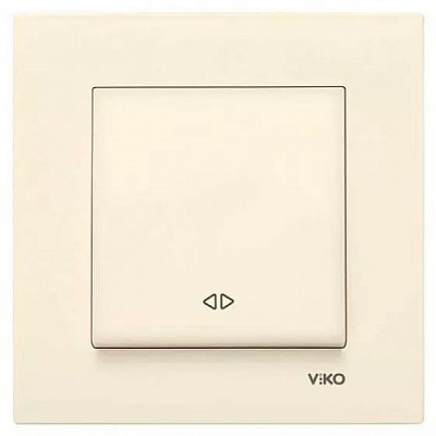 Вимикач реверсивний одноклавішний Viko Karre без підсвітки кремовий 90960131