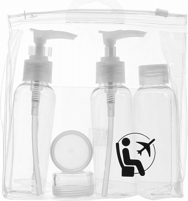 Емкость дорожная Inter-Vion Inter-Vion в прозрачной косметичке 6 предметов 111210 