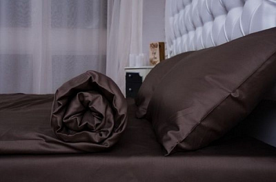 Простирадло сатин гладкофарбований 220x240 см шоколадний La Nuit