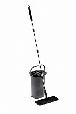 Набір для прибирання для підлоги відро вертикальне + швабра 2 в 1 сірий 19 см