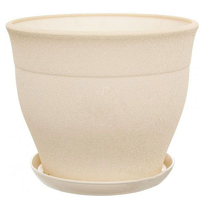 Горшок керамический Ориана-Запорожкерамика Флорис №1 шелк бежевый круглый 12,3л бежевый (054-1-021) 