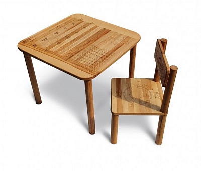 Комплект стіл і стілець ArinWOOD Ecomini Математика 550х550 мм 04-AM1-2