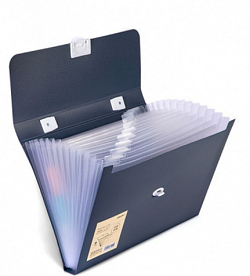 Портфель 72593 темно-синий 13 отделений А4 на замке Deli 