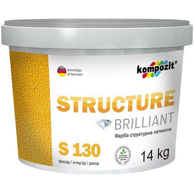 Фарба силіконова структурна Kompozit STRUCTURE S130 мат білий 14кг