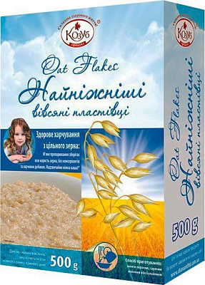 Пластівці ТМ Козуб Продукт Найніжніші вівсяні пластівці в коробці 500 г 4820094531312