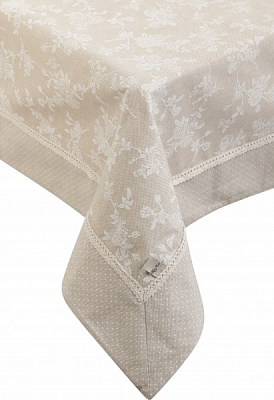 Скатерть Шале розы с кантом 136x220 см бежевый La Nuit 