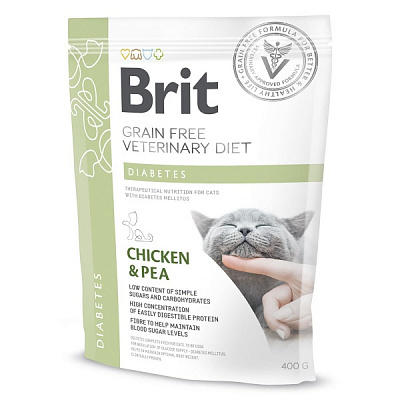 Корм сухий для дорослих котів Brit VetDiets при цукровому діабеті 400 г