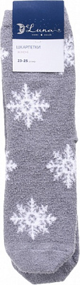 Шкарпетки жіночі Luna пухнасті Сніжинки р. 23-25 сірий