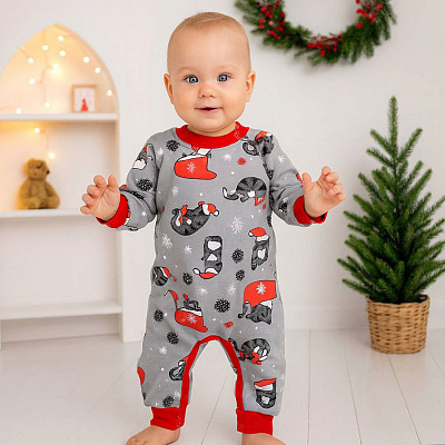 Ромпер-реглан унисекс Blanka Кошка р.62-68 серый 110892