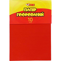 Папір кольоровий гофрований 10 аркушів 10 кольорів Тікі