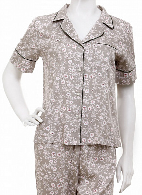 Жакет Trio женский BIZE принт цветы с коротким рукавом р. XL оливковый