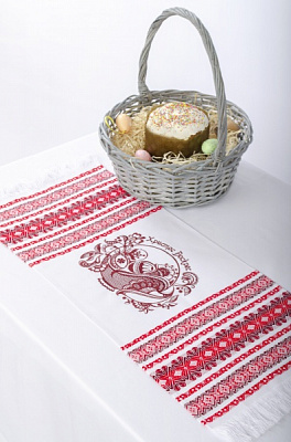 Рушник 450-21/00 30x70 см белый с красным Эдельвика 