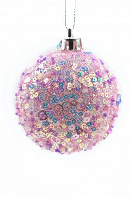 Шар новогодний Фейерверк 60 мм розовый 8586