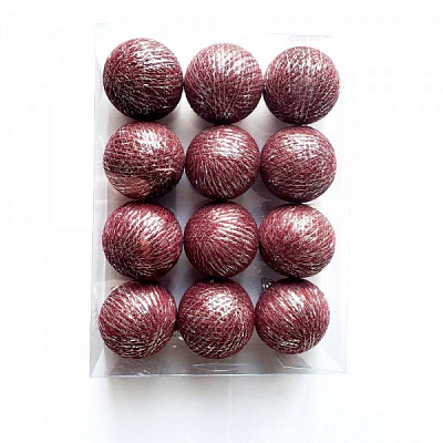 Игрушка на елку Котоновые шарики DARK SILVER RED d80 мм 8 см 12 шт./уп. 
