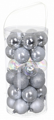 Набор елочных шаров Классика серебряный d 60 мм 30 шт./уп.